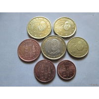 Набор евро монет Испания 1999 г. (1, 2, 5, 10, 20, 50 евроцентов, 1 евро)