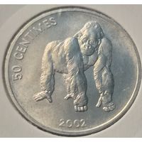 Конго - ДРК 50 сантимов, 2002 Животные - Горилла     ( холдер )