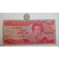 Werty71 Восточные Карибы 1 доллар 1985 1988 Карибские острова банкнота