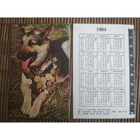Карманный календарик.1984 год. Овчарка