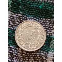 Швейцария 1/2 франка 1952 серебро