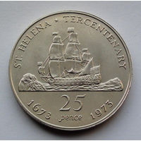 Остров Святой Елены 25 пенсов. 1973. 300 лет восстановлению британского владения островом