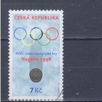 [195] Чехия 1998. Спорт.Зимние Олимпийские игры.Хоккей. Одиночный выпуск. Гашеная марка.