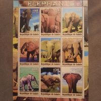 Гвинея 2000. Фауна. Слоны. Малый лист