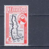 [1659]  Великобритания,остров Ланди 1954. Карта острова. MNH