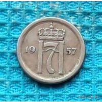 Норвегия 10 оре (центов) 1957 года. Хокон VII. Редкая!