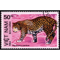 Кошки. Вьетнам 1984. Леопард. Марка из серии. Гаш.