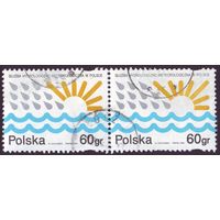Польская гидрологическая и метеорологическая служба Польша 1995 год сцепка из 2-х марок