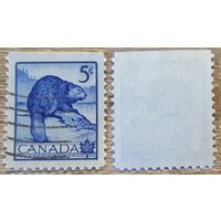 Канада 1954 Национальная неделя дикой природы. Североамериканский бобр. Без перфорации сверху.
