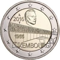 2 евро 2016 г. Люксембург 50 лет мосту Великой княгини Шарлотты  UNC