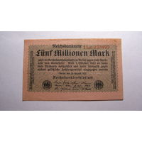 Германия. Ro 104 . 5 миллионов марок 1923г. ( 6 цифр в номере. Без серии в левом верхнем углу)