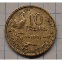 Франция 10 франков 1951г.km915.1