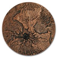 RARE Ниуэ 5 долларов 2018г. "Метеорит Фукан". Монета в капсуле; деревянном подарочном футляре; номерной сертификат; коробка. СЕРЕБРО 62,20гр.(2 oz).