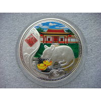 1 доллар 2008 Ниуэ Год мыши Китайский восточный гороскоп Год крысы На богатство Серебро 999 1 OZ