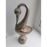 Красивая статуэтка или ваза, металл, серебрение, ракушка - Журавль, с Рубля