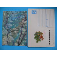 Комплект, С Новым годом! 1988, чистый; художник конверта - Жебелева Т., открытки - Бедрак В.