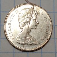 Канада 10 центов 1968 Брак, небольшое смещение и разворот ( поворот)