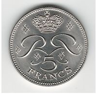 Монако 5 франков 1976 года. Редкий год. Тираж 14000 шт. Состояние UNC!