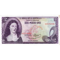 Колумбия, 2 песо, 1977 г.