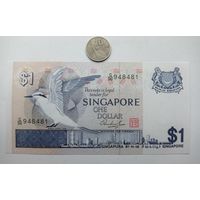 Werty71 Сингапур 1 доллар 1976 UNC банкнота Чернозагривая крачка