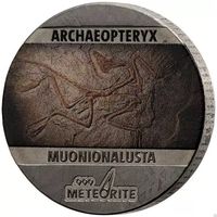 Ниуэ 5 центов 2021г. "Динозавры на метеорите: Археоптерикс". Монета в капсуле; сертификат. МЕТЕОРИТ - Muonionalusta. 5 гр.