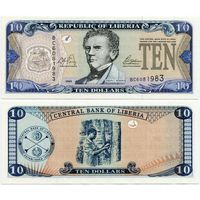 Либерия. 10 долларов (образца 2003 года, P27a, UNC)