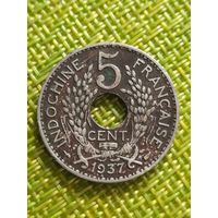 Индокитай 5 центов 1937 г