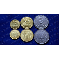 Украина 5, 10, 25 копеек 2015г UNC (3шт, годовой набор