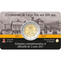 2 евро Бельгия 2017   200 лет основания Льежского университета, коинкарт