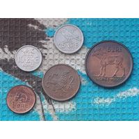 Норвегия набор монет "Охота." 1, 2, 5 оре (центов) 1960-71 гг.. Белка. Глухарь. Лось. Пчелка. Король Улаф V.