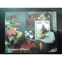 Куба 2003 Цветы и бабочки** Блок