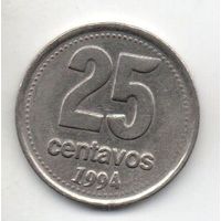 РЕСПУБЛИКА АРГЕНТИНА. 25 СЕНТАВО 1994. Медно-никелевый сплав