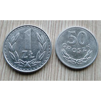 1,злотый 1988 г.50 грошей 1986 /одним лотом/