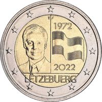 2 евро 2022 Люксембург 50 лет флагу Люксембурга  UNC из ролла