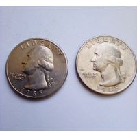 25 центов США 1985 P и D