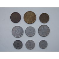 9 монет Японии 30-40-х годов.