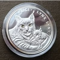 Серебро 0,999!Беларусь 20 рублей, 2008 Рыси