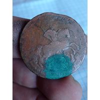 2 копейки 1757 года. Перечекан с монеты 1755 года.