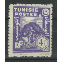 Французские колонии - Тунис - 1944/45г. - мечеть и оливковое дерево, 4 fr - 1 марка - MLH. Без МЦ!