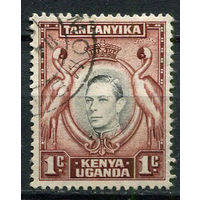 Британские колонии - Кения, Уганда, Таганьика - 1938/1954 - Король Георг VI и журавли 1С - [Mi.52aA] - 1 марка. Гашеная.  (Лот 55EW)-T25P3
