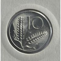 Италия 10 лир 1969 год UNC в холдере