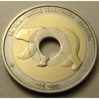 Арктика. 10 долларов 2011 год "Белый медведь (С отверстием)" UNUSUAL