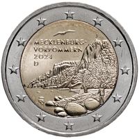 2 евро 2024 Германия Мекленбург-Передняя Померания двор J UNC из ролла
