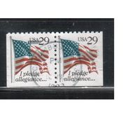 США-1992, (Мих.2314 G), гаш. , Стандарт, Флаг, (одиночка), пара