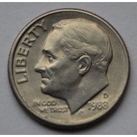 США, 10 центов (1 дайм), 1988 г. D