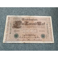 Германия Имперская банкнота 1000 марок серия F 5291761 C Берлин 21.04.1910 год / Две зеленые печати