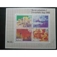 Норвегия 1985 день марки, блок Mi-7,0 евро гаш.