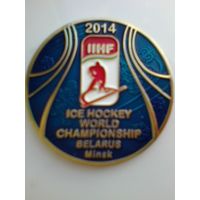 Медальон - "Чемпионат Мира по Хоккею 2014 года в Минске" - Металл.