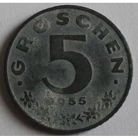 Австрия 5 грошей, 1955 (7-1-60