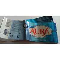 Этикетка от напитка "Aura", 1 литр (л) , Лидский пивзавод 3 шт